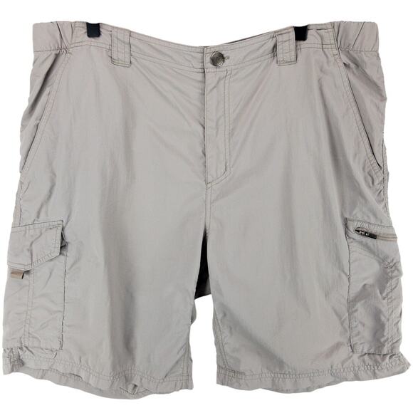 Columbia Cargo Rip-Stop Shorts Men's 38x10 Gray Logo Omni-Shade Nylon - Picture 1 of 10